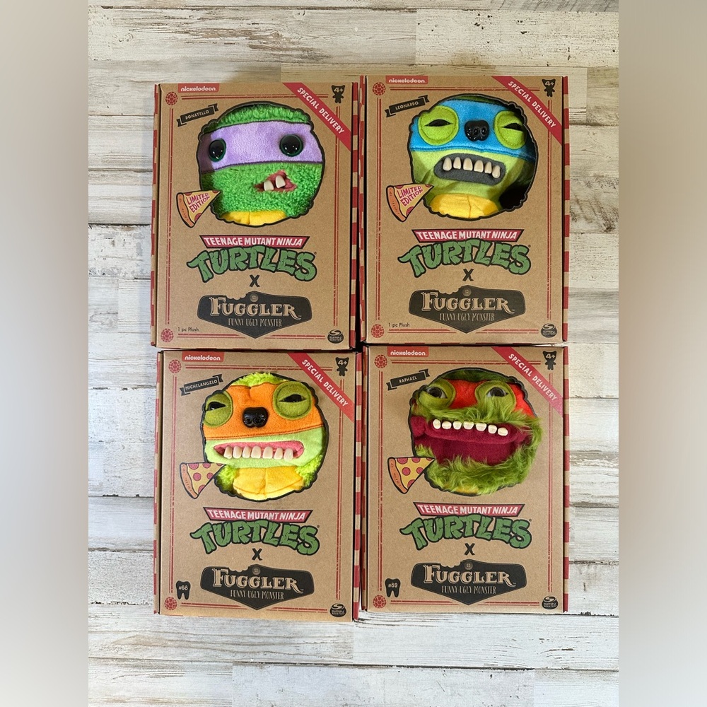 Fugglers x TMNT COMPLETE unreleased in USA Teenage Mutant Ninja Turtles 4 Plush